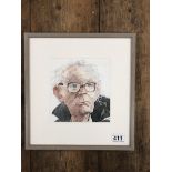 MICHAEL MCGUINNESS A WATERCOLOUR PORTRAIT OF MICHAEL FOOT UNSIGNED BUT ATTRIBUTED TO MICHAEL