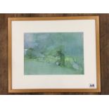 MICHAEL MCGUINNESS A WATERCOLOUR AND PENCIL STUDY OF WOODLAND SIGNED TO LOWER RIGHT, FRAMED AND