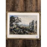 A FRAMED AND GLAZED WATERCOLOUR ENTITLED "GRANTOWN CASTLE" AND BEARING THE MONOGRAM CFGC TO THE