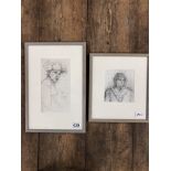 MICHAEL MCGUINNESS RWS TWO GEOMETRIC PENCIL STUDIES OF YOUNG WOMEN UNSIGNED BUT ATTRIBUTED TO
