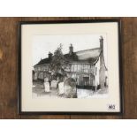 MICHAEL MCGUINNESS PENCIL AND WASH MONOCHROME OF THE FOX AND GOOSE GASTRO PUB IN DISS, FRAMED AND