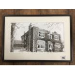 MICHAEL MCGUINNESS PENCIL AND WASH MONOCHROME OF A DETACHED COUNTRY RESIDENCE AND CONSERVATORY,