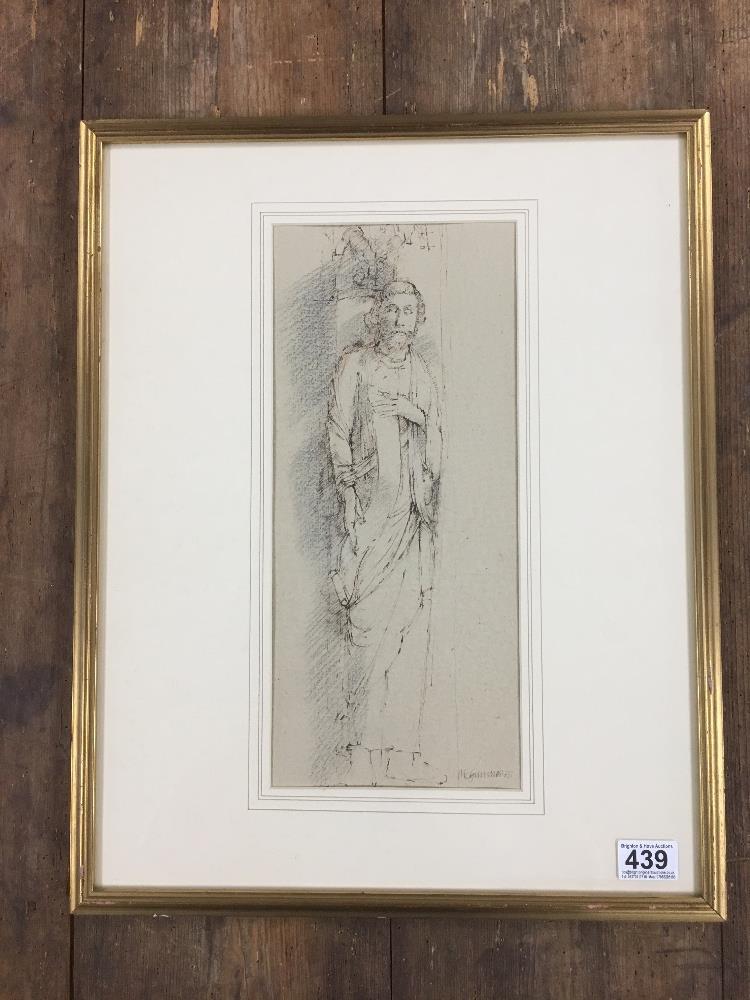 MICHAEL MCGUINNESS A PEN AND PENCIL STUDY OF AN ANCIENT SCHOLAR SIGNED TO LOWER RIGHT, FRAMED AND