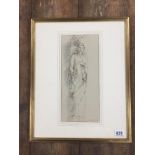 MICHAEL MCGUINNESS A PEN AND PENCIL STUDY OF AN ANCIENT SCHOLAR SIGNED TO LOWER RIGHT, FRAMED AND