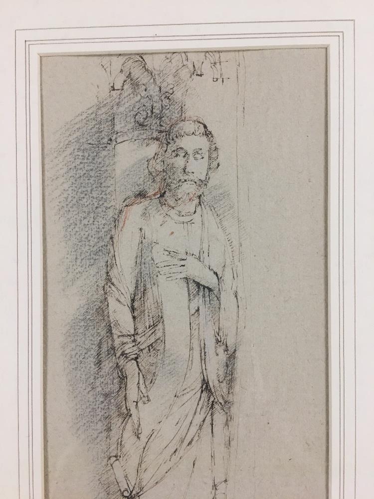 MICHAEL MCGUINNESS A PEN AND PENCIL STUDY OF AN ANCIENT SCHOLAR SIGNED TO LOWER RIGHT, FRAMED AND - Image 3 of 3