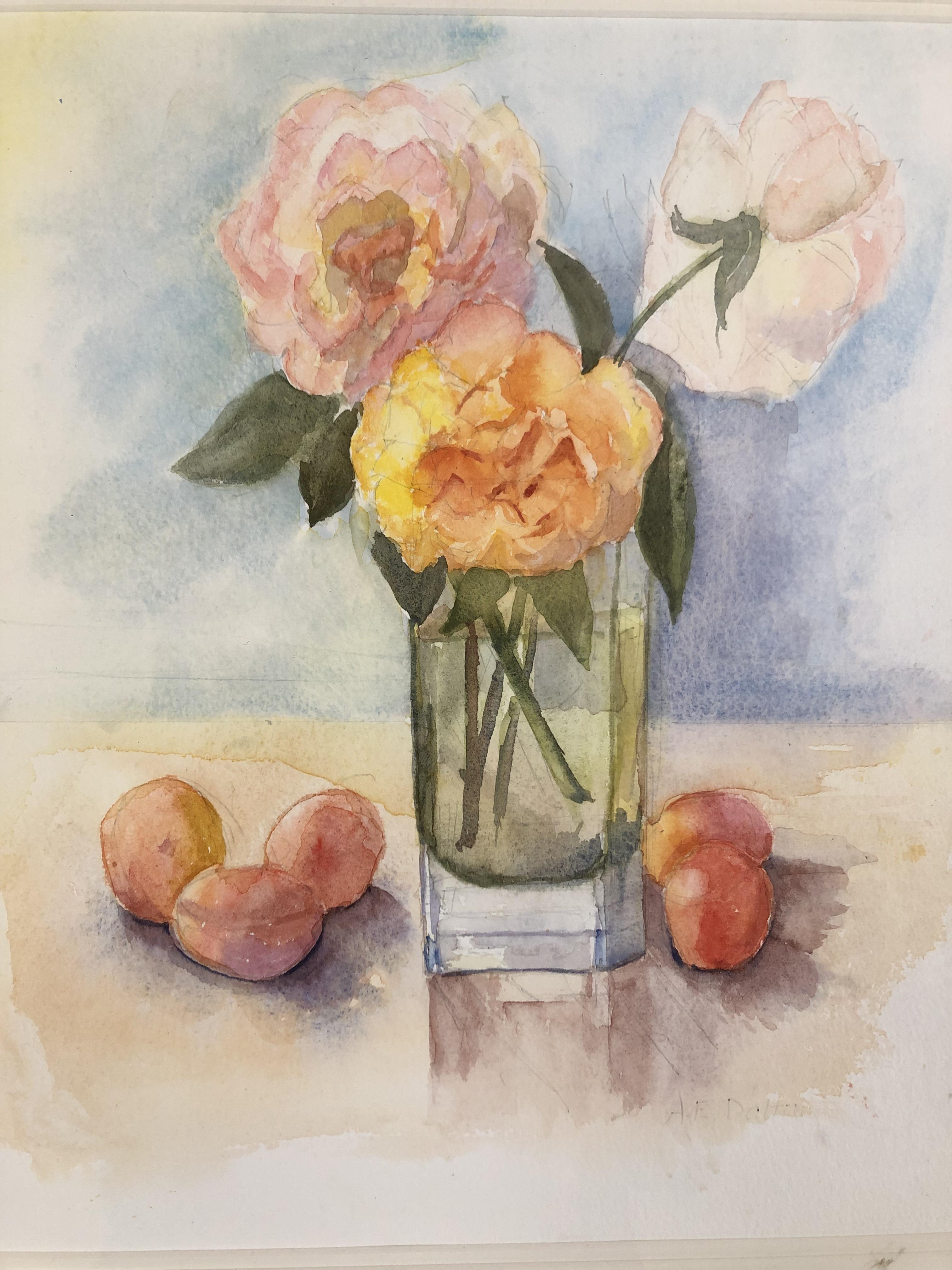 A LARGE FRAMED AND GLAZED WATERCOLOUR STUDY OF ROSES SIGNED A E DALTON, 55CM X 50CM - Image 3 of 3