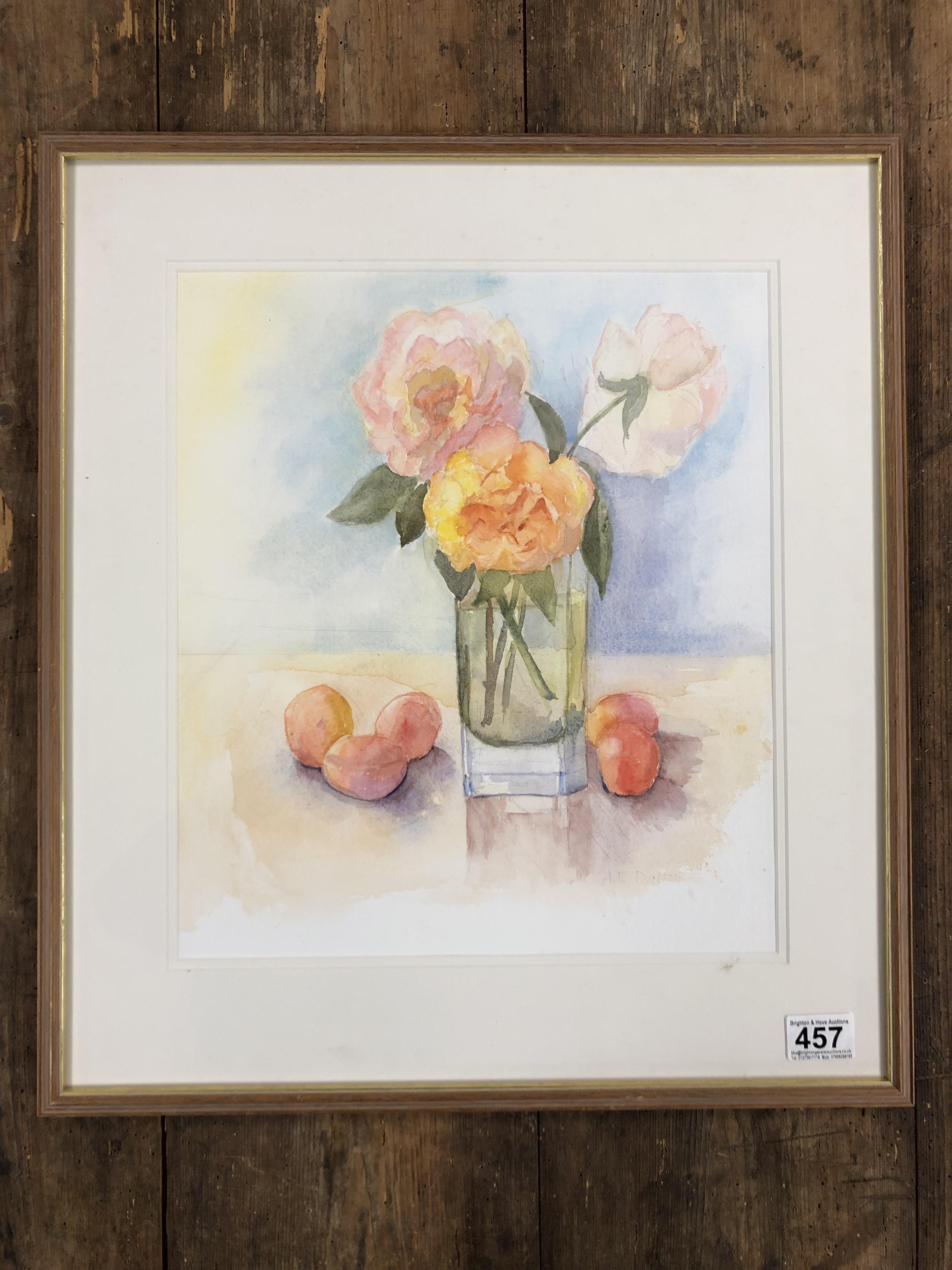 A LARGE FRAMED AND GLAZED WATERCOLOUR STUDY OF ROSES SIGNED A E DALTON, 55CM X 50CM