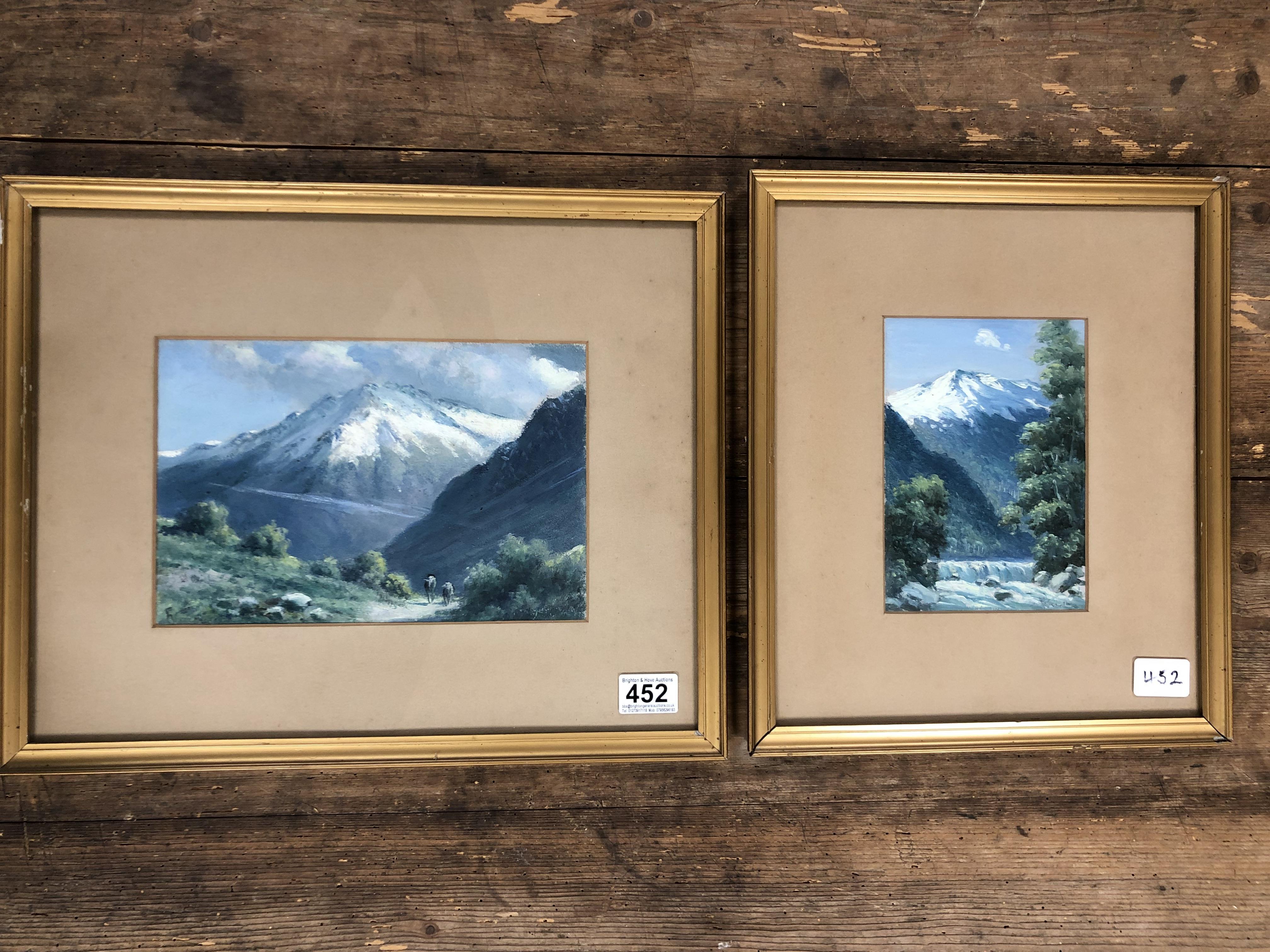 F VIAL (1900-, CHILEAN) TWO FRAMED AND GLAZED WATERCOLOUR STUDIES OF CHILEAN MOUNTAIN SCENE, OE WITH