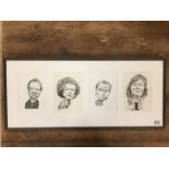 MICHAEL MCGUINNESS RWS A PEN AND INK STUDY OF FOUR MEMBERS OF MARGARET THATCHER'S CABINET UNSIGNED