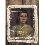LUCIE E WALSH (1906-1940) AN UNFRAMED OIL ON CANVAS OF AN INDONESIAN GIRL, SOME RESTORATION REQUIRED