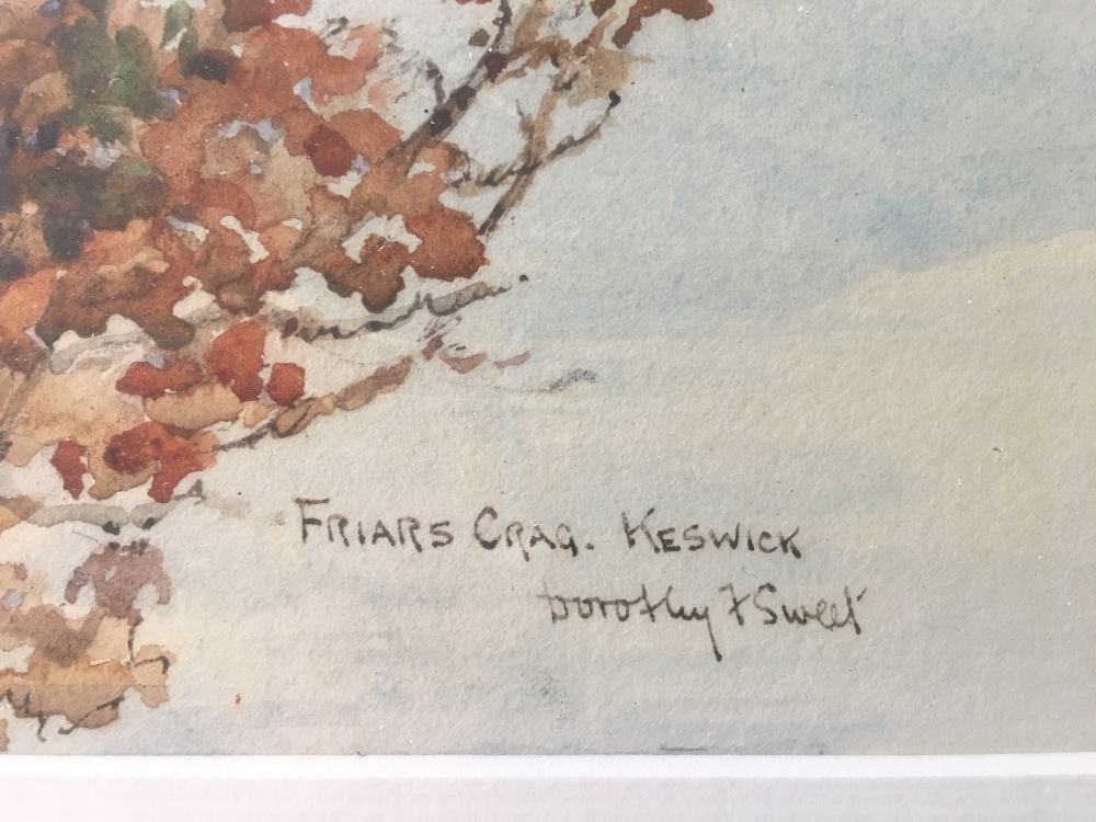 FRAMED AND GLAZED WATERCOLOUR TITLED ( FRIARS CRAG ) KESWICK SIGNED DOROTHY F SWEET 57 x 47 cms - Image 2 of 4