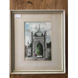 FRAMED AND GLAZED WATERCOLOUR OF BRIGHTON DOME UNSIGNED 29 X 25 CMS