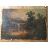 UNFRAMED OIL ON BOARD TITLED ( ON THE WEIR ) SIGNED C.BURT 76 X 53 CMS