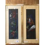 PAIR OF FRAMED AND GLAZED WATERCOLOURS LABELLED MERO - DENMARK 63 X 28 CMS