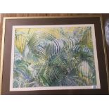 LARGE FRAMED AND GLAZED WATERCOLOUR PLANT LEAVES SIGNED UNDERWOOD