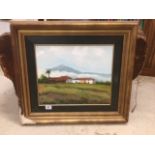 FRAMED OIL ON CANVAS MOUNTAIN SCENE SIGNED BERENGER 70 X 62 CMS