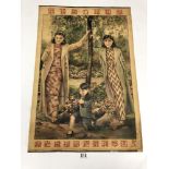 CIRCA 1930 A VERY EARLY ORIGINAL VINTAGE CHINESE PROPAGANDA POSTER FEATURING TWO WOMEN STANDING WITH