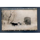 Very early London – Colchester KE7 Royal Mail parcel wagon card C Webster Ltd, ‘delayed by snow,