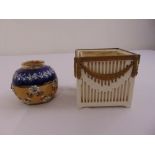 A Royal Doulton vase with collar and a French style cache pot with gilt metal swags