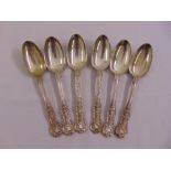 A set of six Victorian Queens pattern silver tablespoons, London 1853