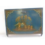 A 1930s rectangular wall mounted lacquer work desk set, label on verso Lord Roberts workshop