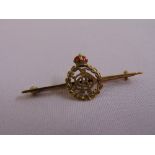 14ct yellow gold and enamel Army Dental Corp brooch, approx total weight 3.3g