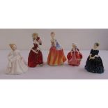 A quantity of Royal Doulton figurines of ladies (5)