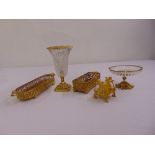 A Halcyon days gilded metal After Eight holder, a serviette holder and a cut glass and gilded