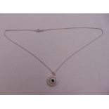 18ct white gold emerald and diamond pendant on an 18ct white gold chain, approx total weight 4.1g