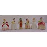 A quantity of Royal Doulton figurines of ladies and a snowman (6)