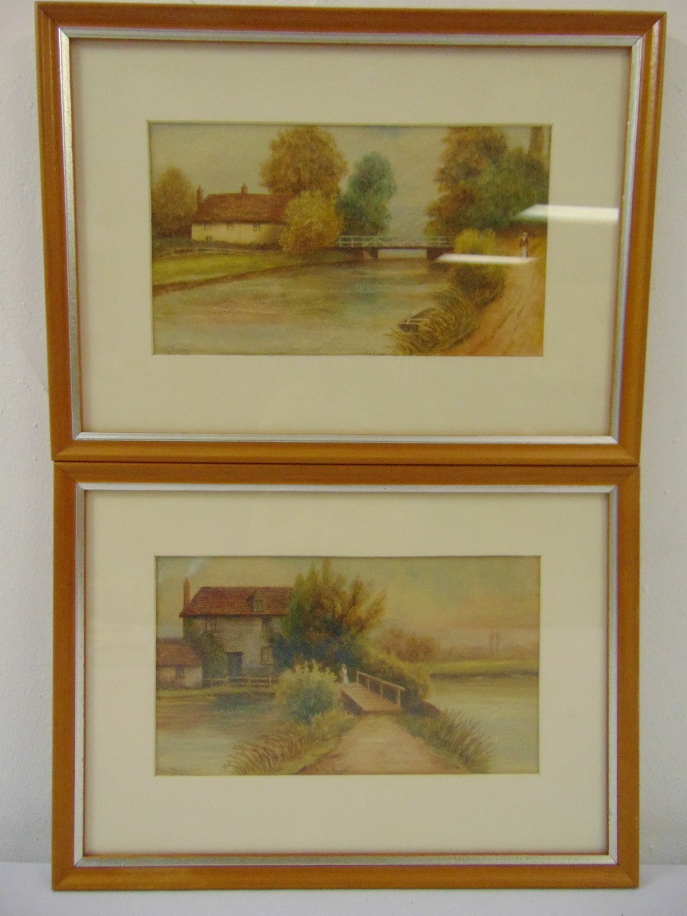 Chas Masters a pair of framed and glazed watercolours On the Kennet, signed bottom left, 14 x 24.