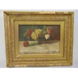 John A. Collier framed oil on canvas still life of flowers, signed bottom right, 24 x 34cm