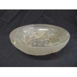 Lalique style frosted glass bowl decorated with stylised flowers and leaves