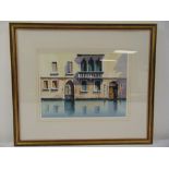 Adrian Taunton framed and glazed watercolour titled Canal Doorways Venice, signed bottom right,