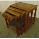 A nest of three rectangular mahogany tables circa 1930