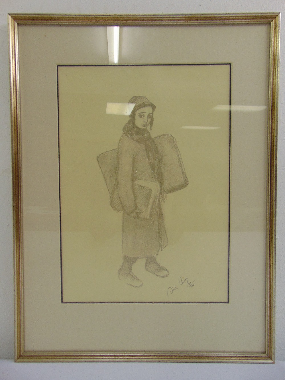 Abel Pfeffermann Pann framed and glazed signed limited edition lithograph of a boy in orthodox