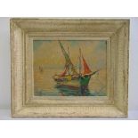 Robert Giovani framed oil on panel of a sailing boat, signed bottom left, 26 x 33cm