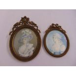 Two framed miniatures of ladies in 18th century attire