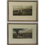 A pair of framed late 19th century polychromatic engravings of Rest and Labour painted by J Absolom,