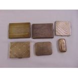 A quantity of white metal card and cigarette cases of various forms (6)