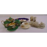 A quantity of continental and English ceramics to include Spode spill vases, a Japanese sake set and