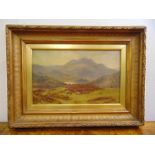 D Carngorn framed oil on canvas of a Highland scene, signed bottom left, 24 x 39cm