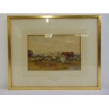 Thomas Sydney Cooper framed and glazed watercolour of grazing sheep and cattle, monogrammed bottom