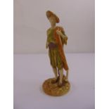 Royal Worcester blush ivory figurine of a gentleman in fancy costume on naturalistic base