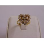 18ct yellow gold and diamond heart shaped ring, approx total weight 5.6g
