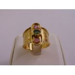 18ct yellow gold ring set with semi precious stones, approx total weight 4.4g