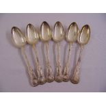 A set of six Scottish Victorian Kings pattern silver single struck table spoons, Edinburgh 1844