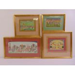 Four framed and glazed Indian miniatures of figures on horseback