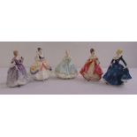 A quantity of Royal Doulton figurines of ladies (5)