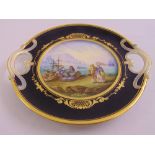 Sevres hand painted cabinet plate with gilded borders and decorations, marks to the base